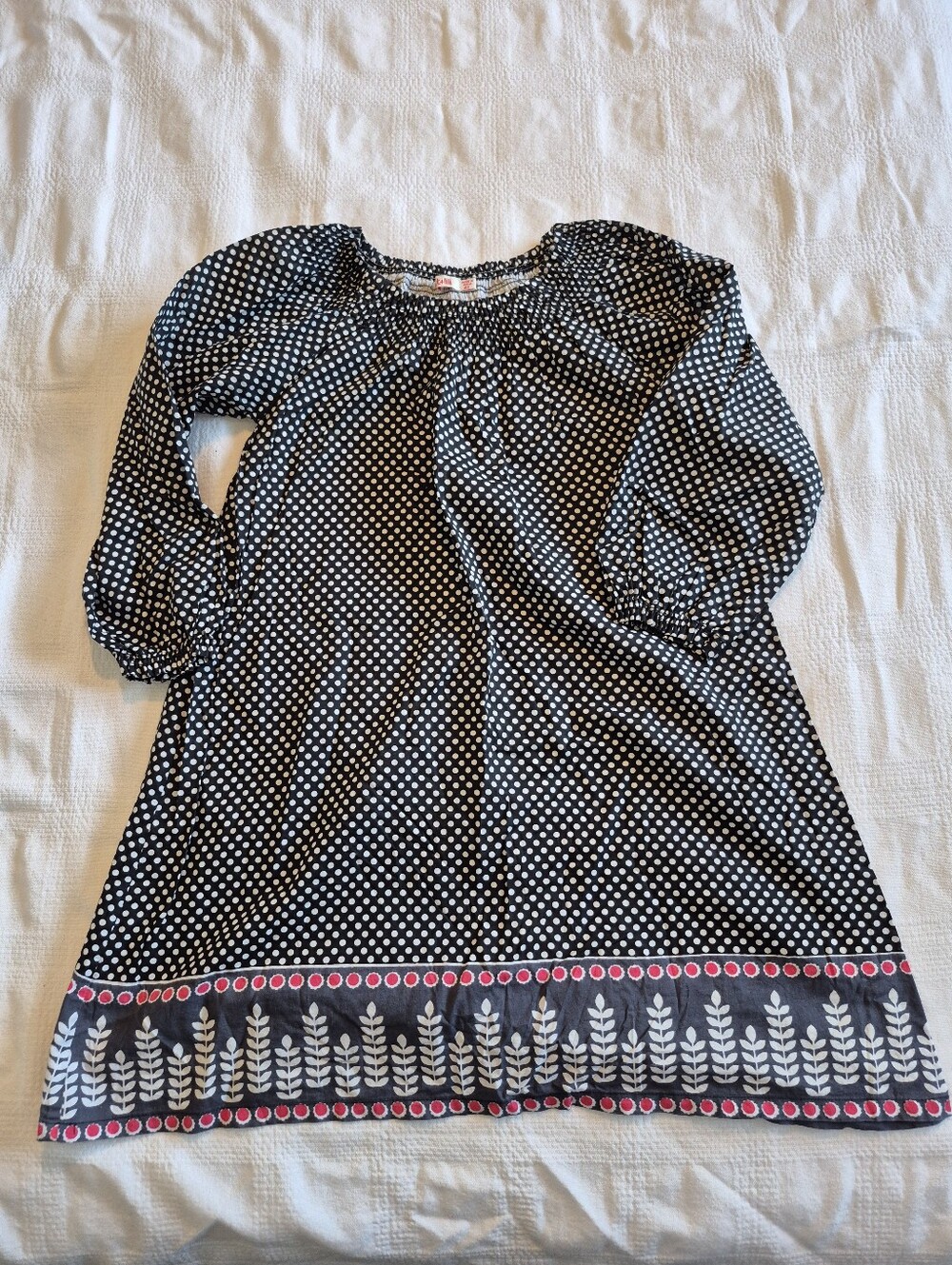 Kit & Lily girls 8 years black & white polka dot long sleeve dress VGUC